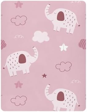 Elephant Cloud Star Pink Crib Sheets for Baby Toddler