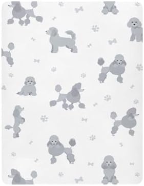 Mini Poodle Grey Fitted Crib Sheets for Baby Toddler