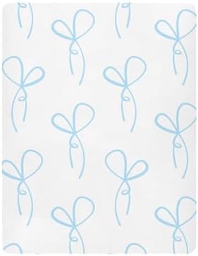KICPOAY Bow Knots Ribbons Blue Crib Sheets for Baby Toddler