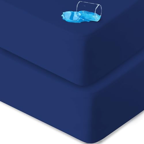 Biloban Waterproof Crib Sheets 2 Pack Navy