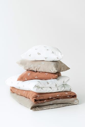 TISU Baby Crib Duvet Cover Cream Leaves Muslin