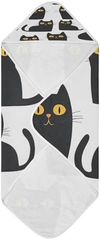 Doodle Cute Black Cat Baby Bath Towel for Boys Girls