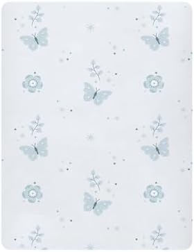 Boho Blue Flower Butterfly Crib Sheets for Baby Toddler