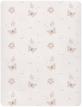 Boho Beige Flowers Butterflies Fitted Crib Sheet