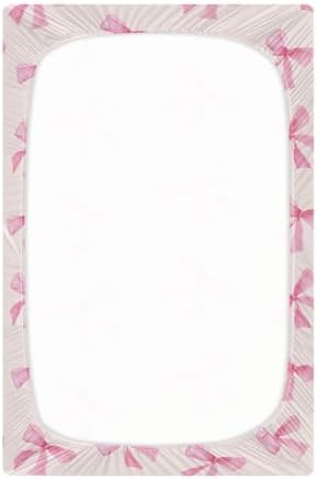 Burbuja Pink Bow Crib Sheet Soft Breathable Fitted 28 x 52 in