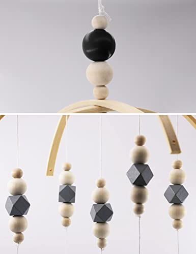 SUPICKET Wooden Mobiles Bead Bed Felt Baby Crib Decor