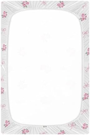Pink Rose Ribbons Fitted Crib Sheets for Baby Toddler