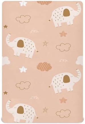 Elephant Cloud Star Orange Crib Sheets for Baby Toddler