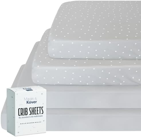 Magik Kover Crib Sheets for Boys 4 Pack Grey