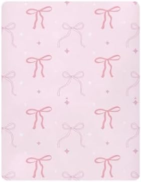 Pink Bows Star Crib Sheets for Baby Toddler