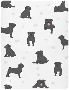 KICPOAY Pug Dog Crib Sheets Stretchy Playard Sheets for Baby