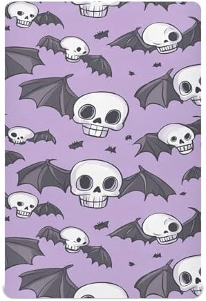 Qilmy Bats and Skulls Crib Sheet Soft Breathable Baby Bedding
