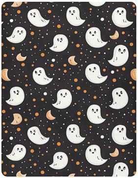 Qilmy Cartoon Ghosts and Moons Fitted Crib Sheet for Baby