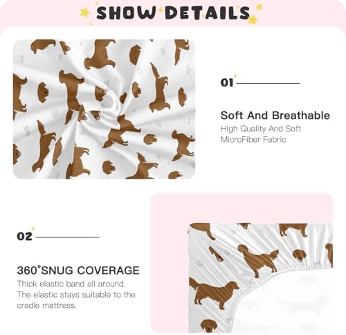 KICPOAY Golden Retriever Crib Sheets Stretchy Playard Sheets for Baby Toddler