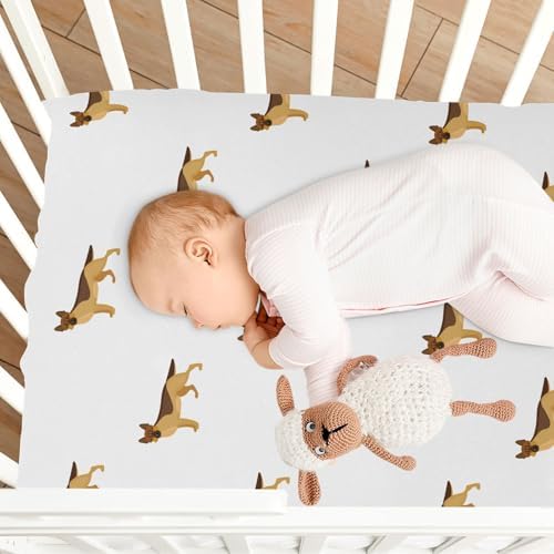 KICPOAY Shepherd Cartoon Dog Crib Sheet 52x28in