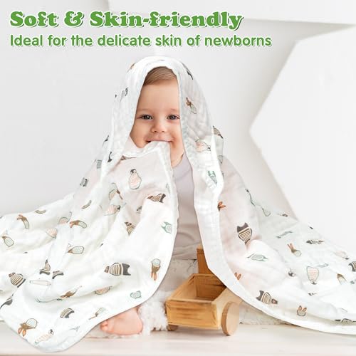 Zainpe 4Pcs Penguin Pattern Muslin Towel Set