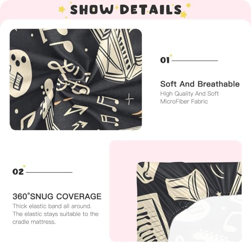 Rock Music Retro Crib Sheets for Kids Fitted Baby Sheets