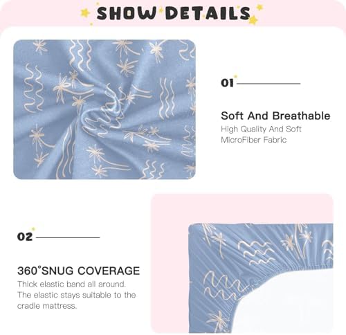 KICPOAY Palm Tree Ocean Waves Crib Sheets
