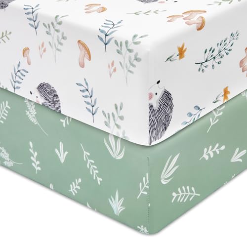 TILLYOU Crib Sheets 2 Pack - Soft and Durable for Baby