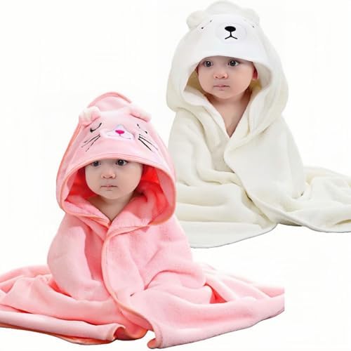 Febvao 2 Pcs Baby Hooded Towels for Toddlers 1-3