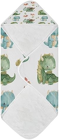 Kigai Cute Dragon Muslin Hooded Baby Towel 1