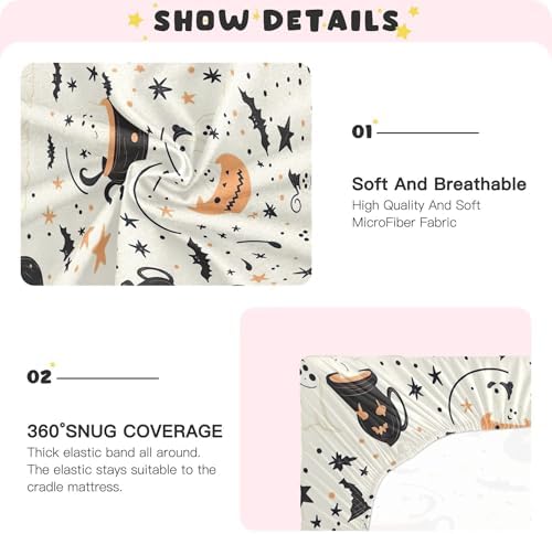 Qilmy Cartoon Witches Ghosts Crib Sheet for Girls and Boys