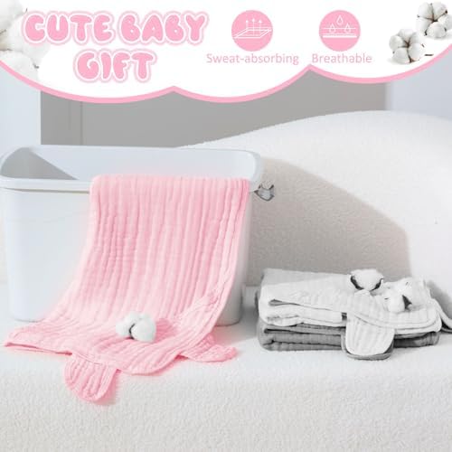 Preboun 6 Pcs Muslin Hooded Towels for Baby 1