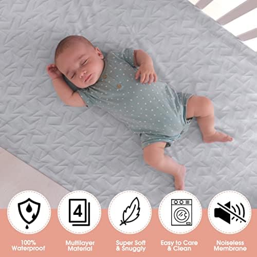 Baby Waterproof Crib Mattress Pad Sheets - 2-Pack Quilted Toddler Protector