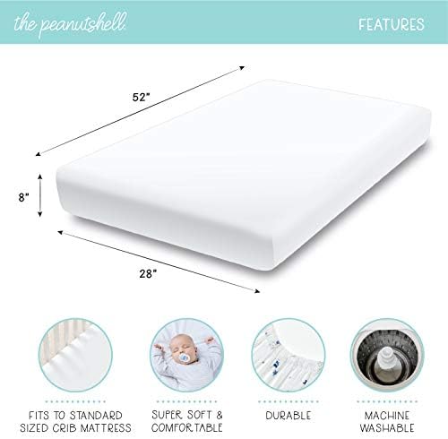 The Peanutshell 2-Pack Fitted Crib Sheets - Leaf n Stripe