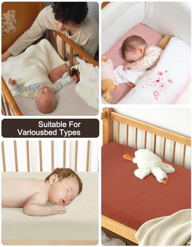 ZURLEFY Beige Crib Sheets for Boys and Girls