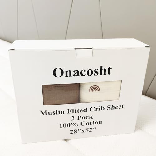 Soft Breathable Muslin Crib Sheets 2 Pack for Baby Bed