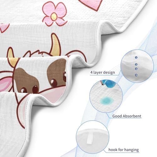Bulletgxll Cartoon Cows Baby Hooded Towel