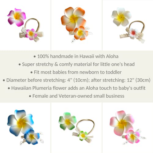 All Things Lani Plumeria Headband and Hair Clip Set Dawn Pink