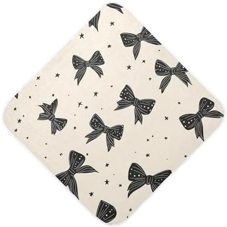 BOESI Graffiti Black Bow Baby Bath Towel 35x35 inches