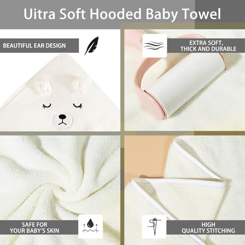 Febvao 2 Pcs Baby Hooded Towels for Toddlers 1-3