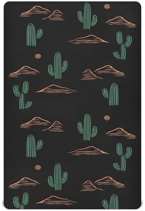 Cactus Mountain Black Fitted Crib Sheets for Baby Playard