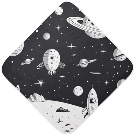 Space Themed Baby Hooded Towel 35x35 Inch