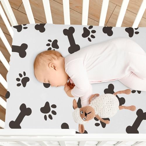 KICPOAY Black Bones Crib Sheets Playard Fitted Stretchy Sheets for Baby