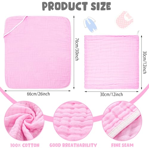 Peryiter 8 Pack Pink Series Baby Bath Towels Set