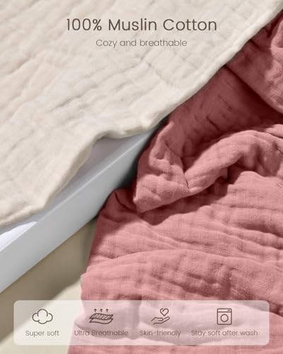 FAVERDIIY Hooded Baby Towels 35x35 Inch 2 Pack Dusty Pink Beige