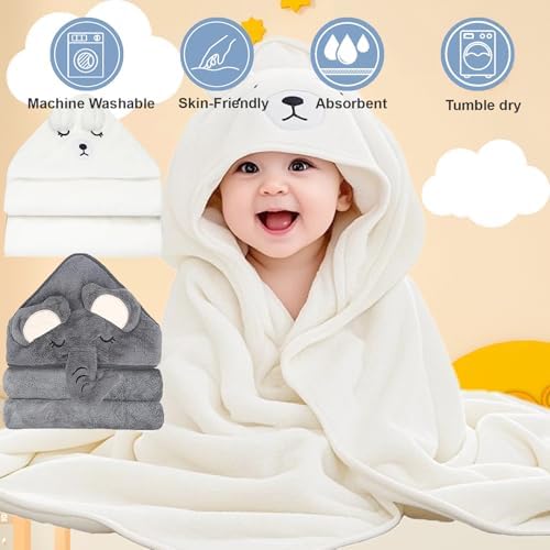 Etokdos Baby Bath Towels 2-Pack Hooded Set