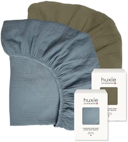 Huxie Organic Cotton Muslin Crib Sheets 28 x 52 2-Pack
