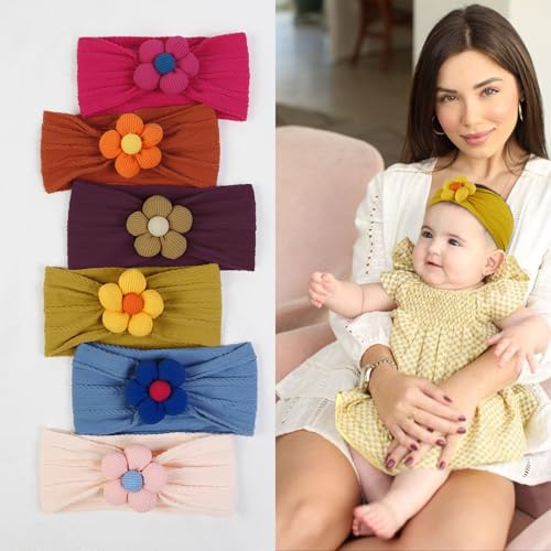 6 Pcs Handmade Flower Headbands for Baby