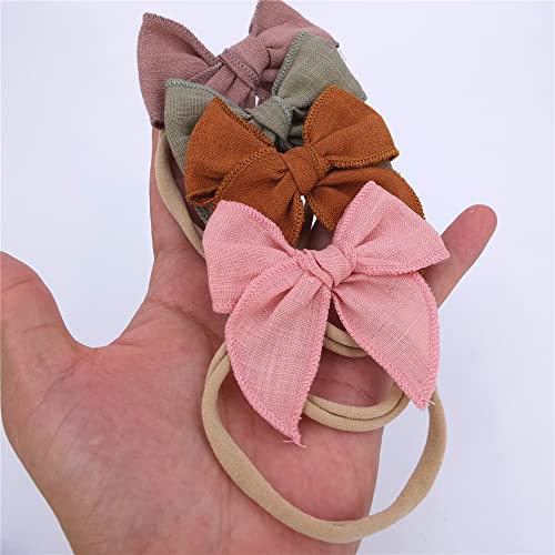 Sugarmelon Linen Bow Headband for Baby Newborn Infant Toddler