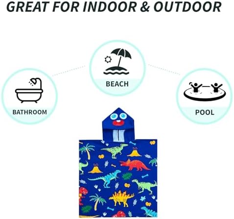 NovForth Kids Hooded Beach Towel Mermaid Design for Boys Girls