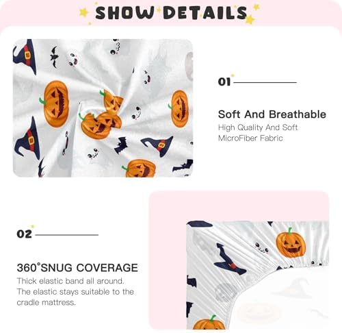 Qilmy Halloween Fitted Crib Sheet Soft Breathable for Baby