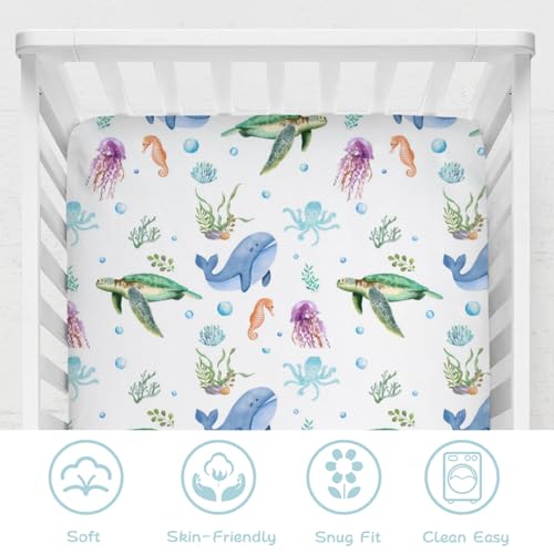 Cute Sea Animals Crib Sheets 52x28