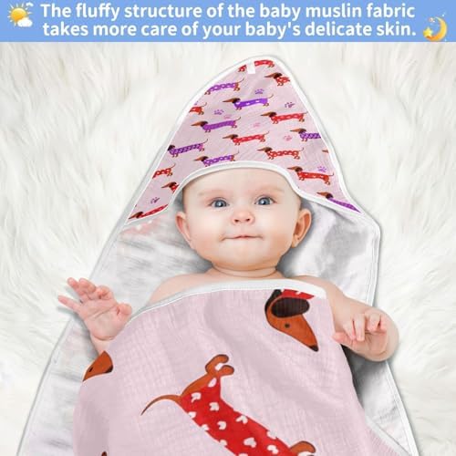 BOESI Doodle Dachshund Baby Bath Towel 35x35in