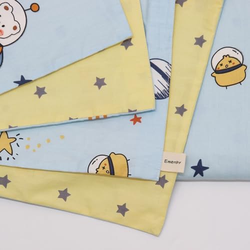 100 Cotton Crib Bedding Set Blue 3 Pcs for Baby Boys Girls