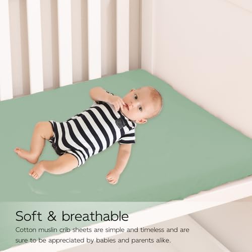 100 Cotton Extra Soft Muslin Crib Sheet Green 28x52